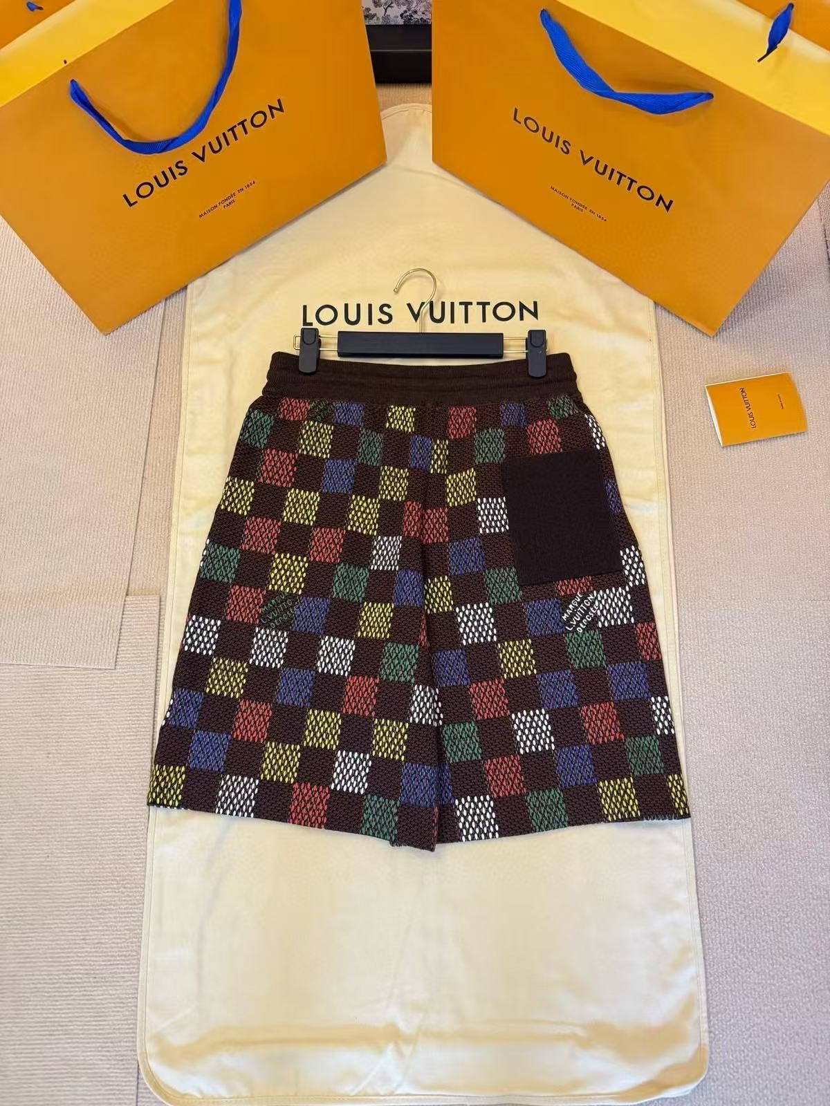 「#4406」LOUIS VUITTON Colorful checkerboard jacquard knitted shorts - 图片 2