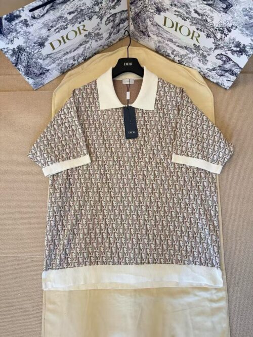 「#4418」DIOR all over print monogram knitted POLO shirt