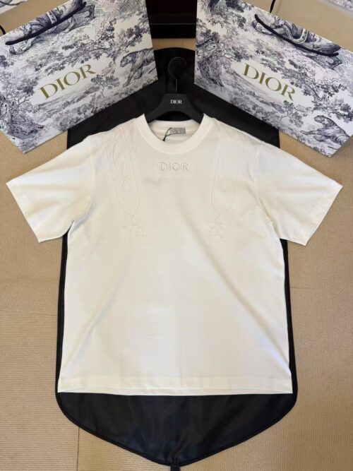 「#4421」DIOR 3D flower embroidered short sleeves