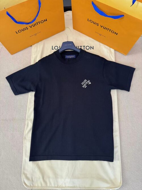 「#4458」LOUIS VUITTON Heavy wool embroidery pin knitted short sleeves