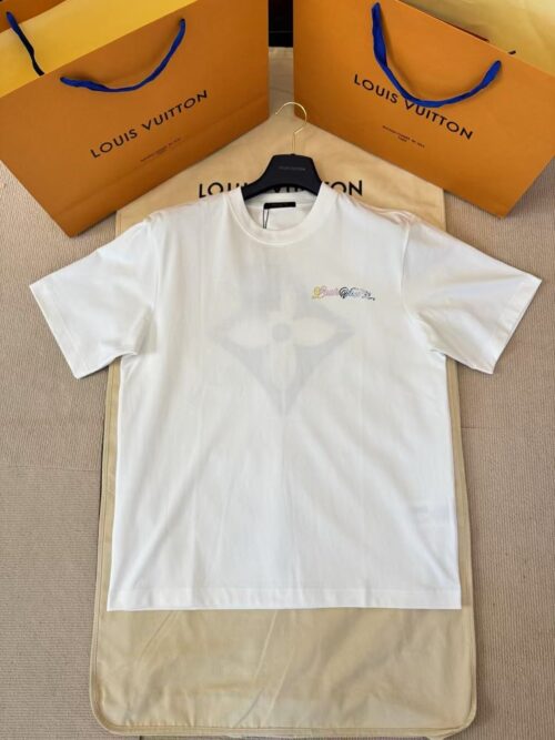 「#4461」LOUIS VUITTON letter rhinestone short sleeve