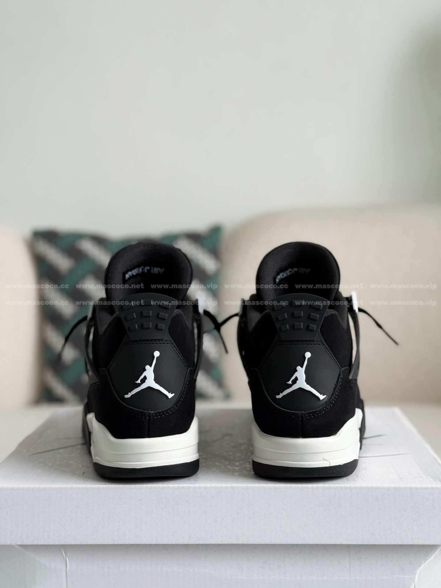「#4328」Jordan Air Jordan 4 Retro "White Thunder" Leather Retro Basketball Shoes Black and White - 图片 3