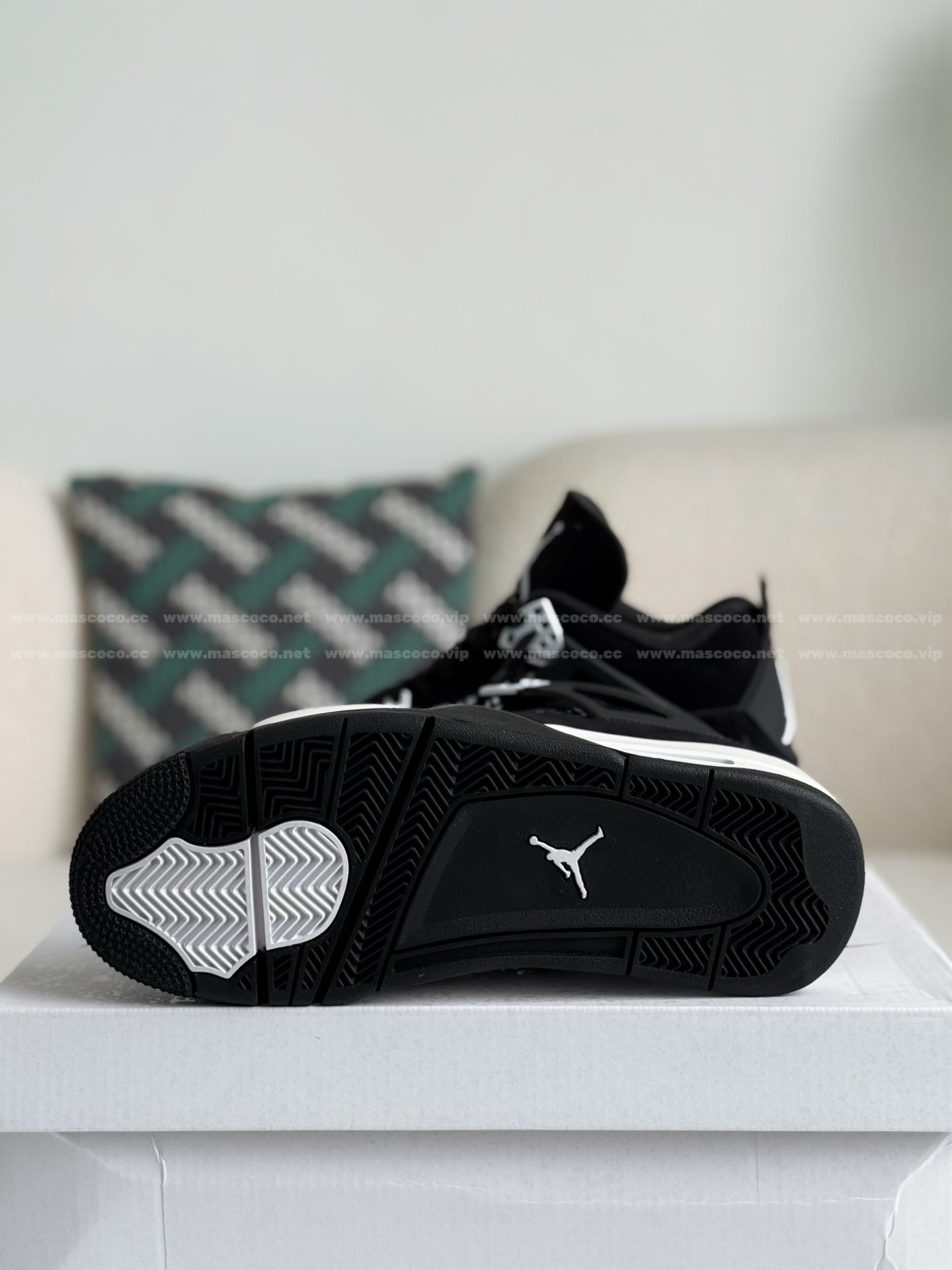 「#4328」Jordan Air Jordan 4 Retro "White Thunder" Leather Retro Basketball Shoes Black and White - 图片 5