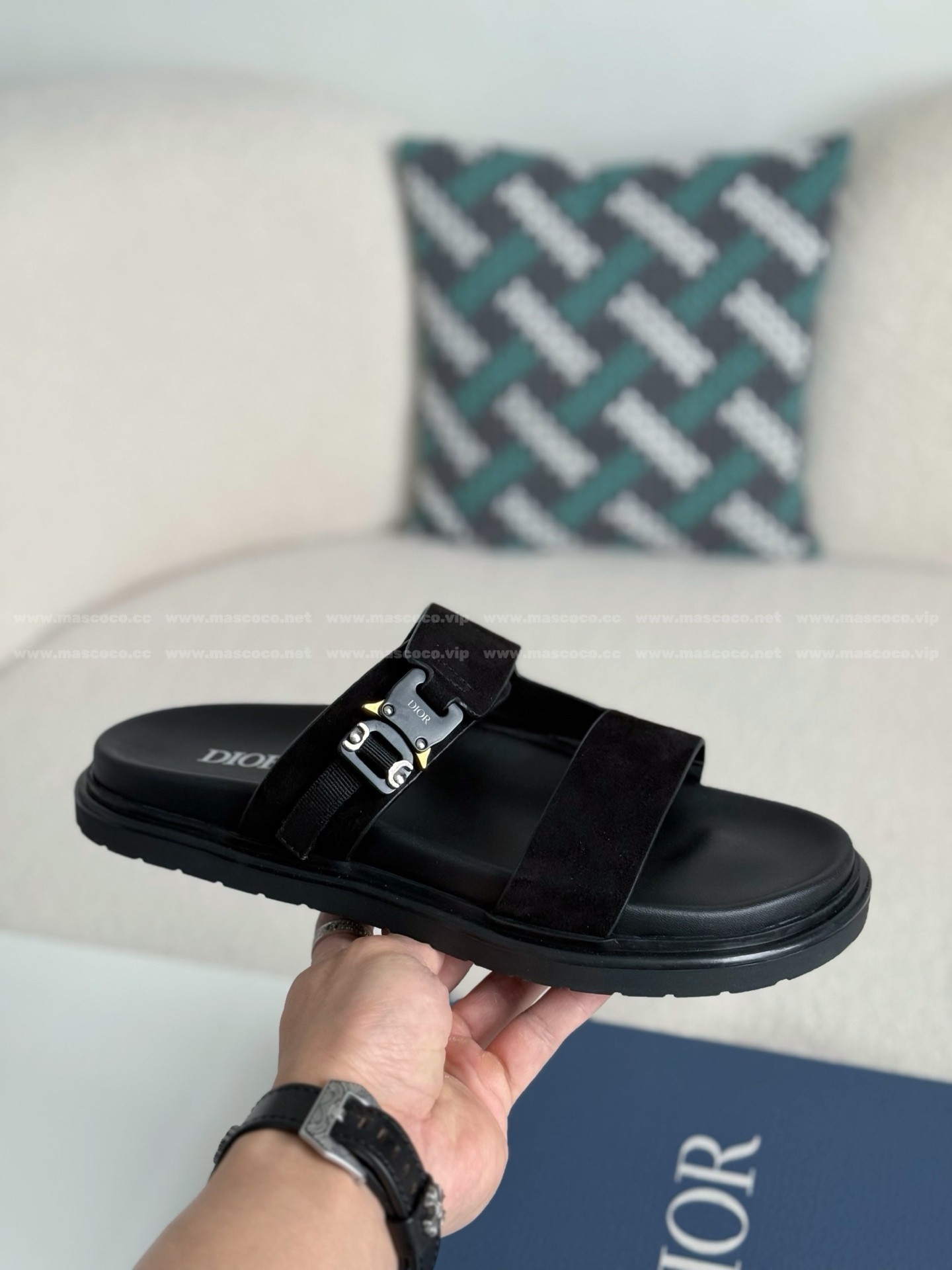 「#4517」Dior Aqua Faux Suede Slippers - 图片 6