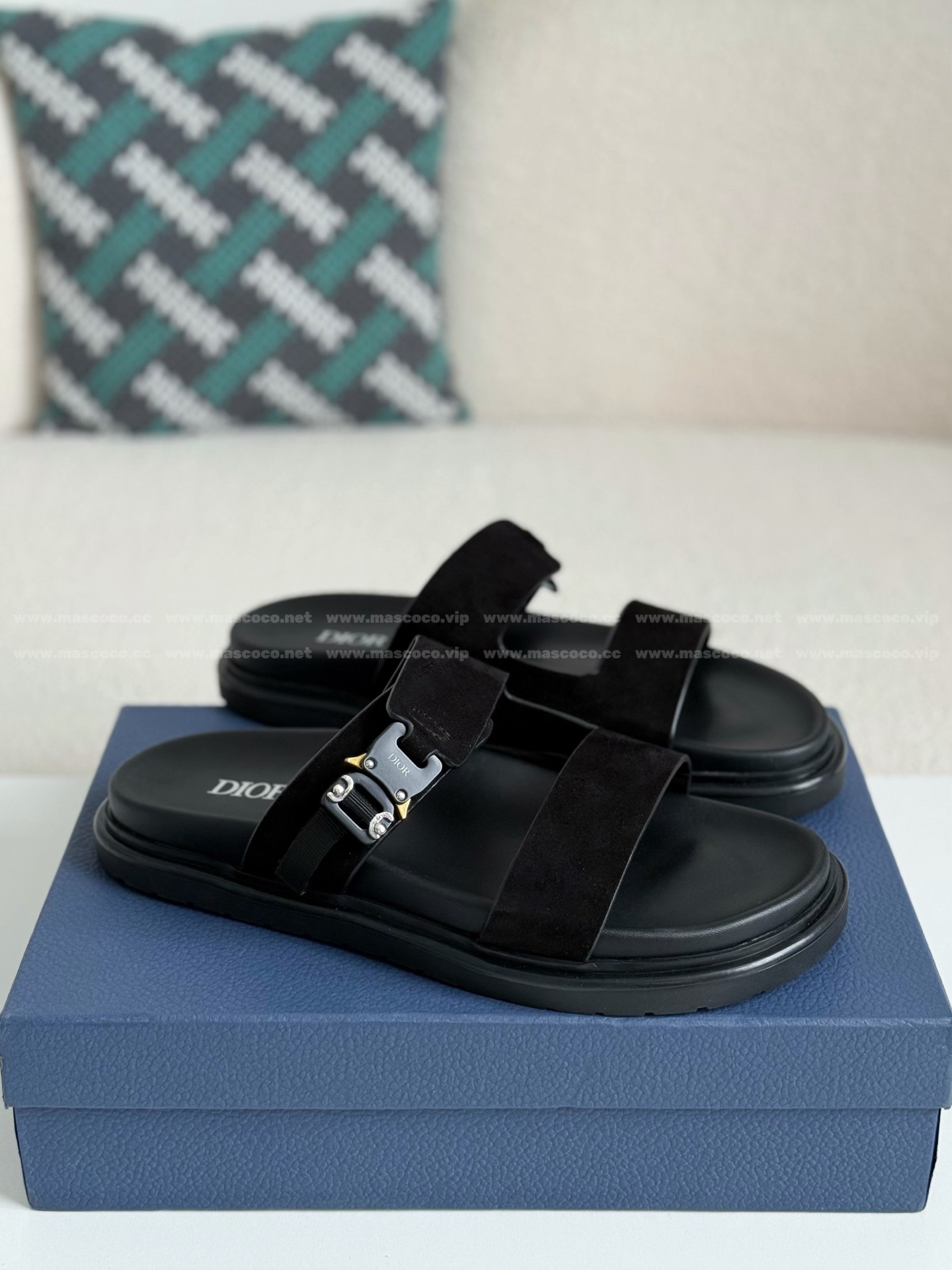 「#4517」Dior Aqua Faux Suede Slippers - 图片 2