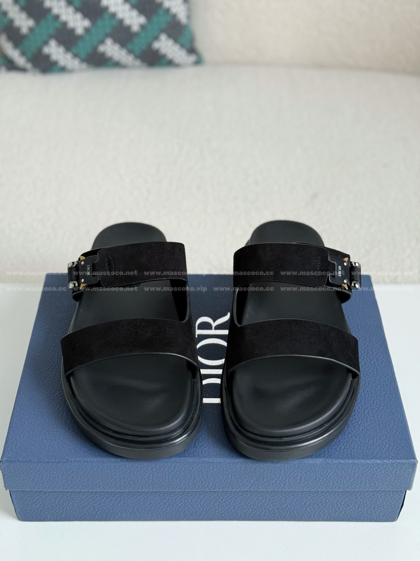 「#4517」Dior Aqua Faux Suede Slippers - 图片 3