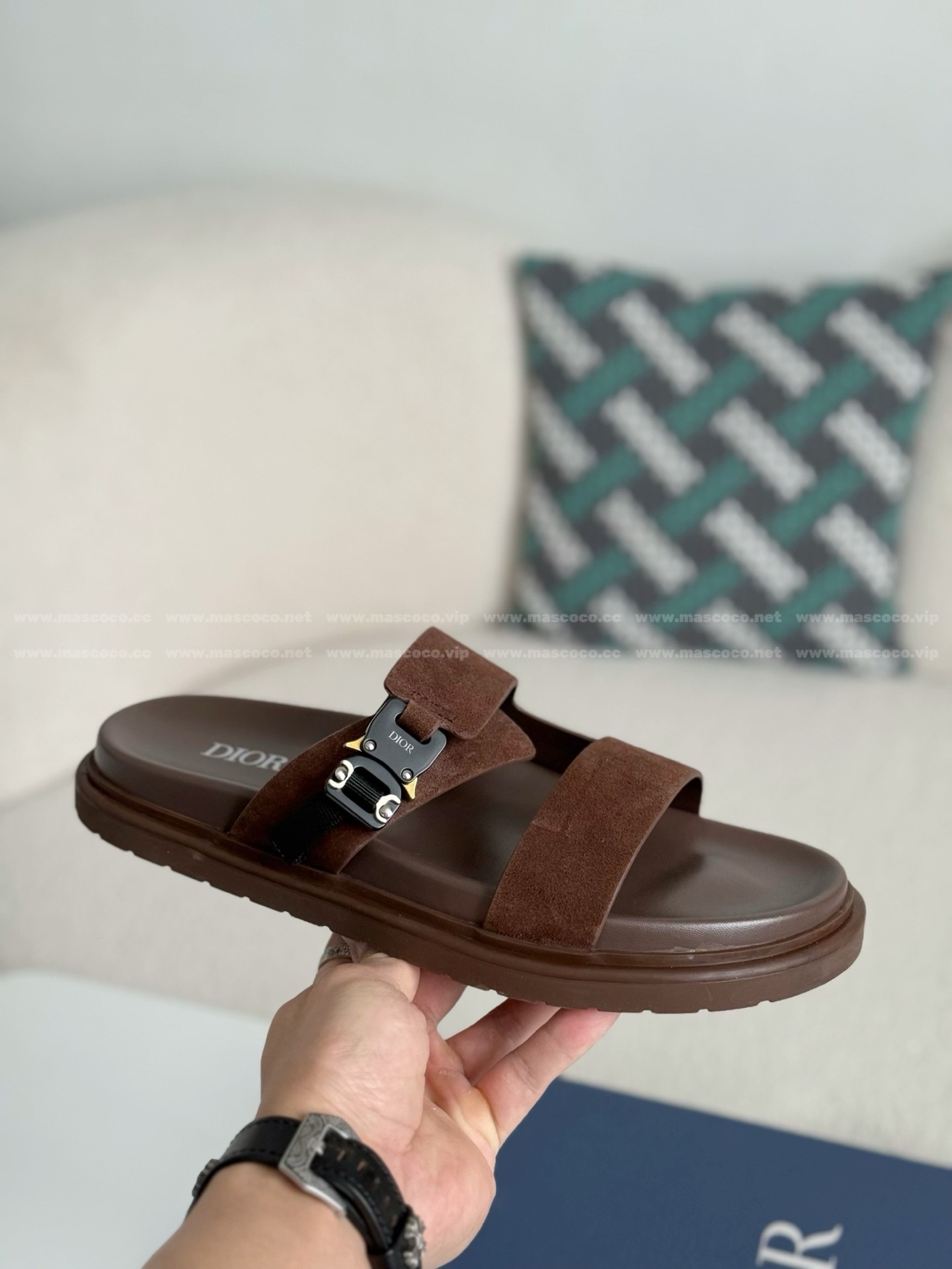 「#4518」Dior Aqua Faux Suede Slippers - 图片 6