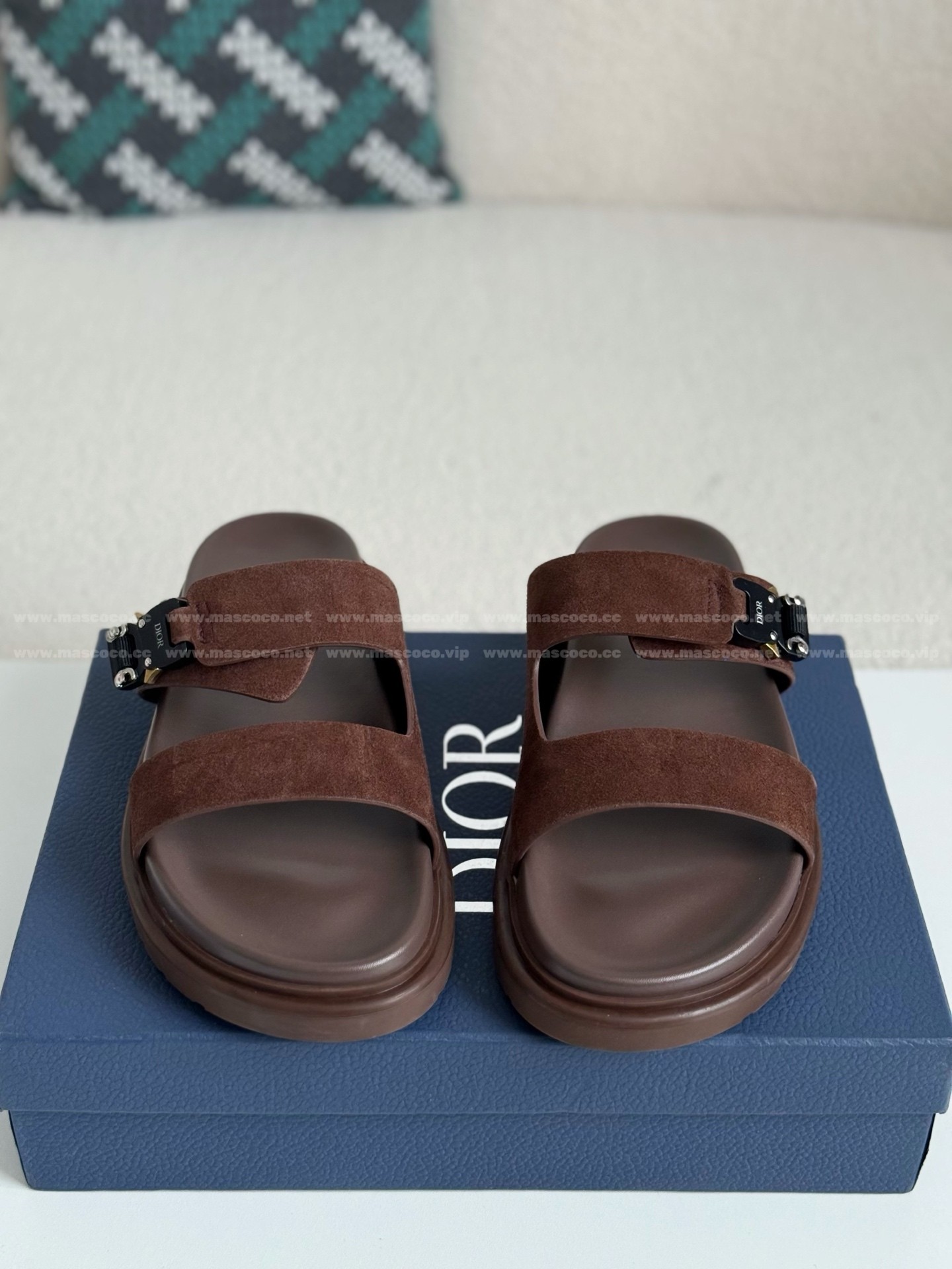 「#4518」Dior Aqua Faux Suede Slippers - 图片 3
