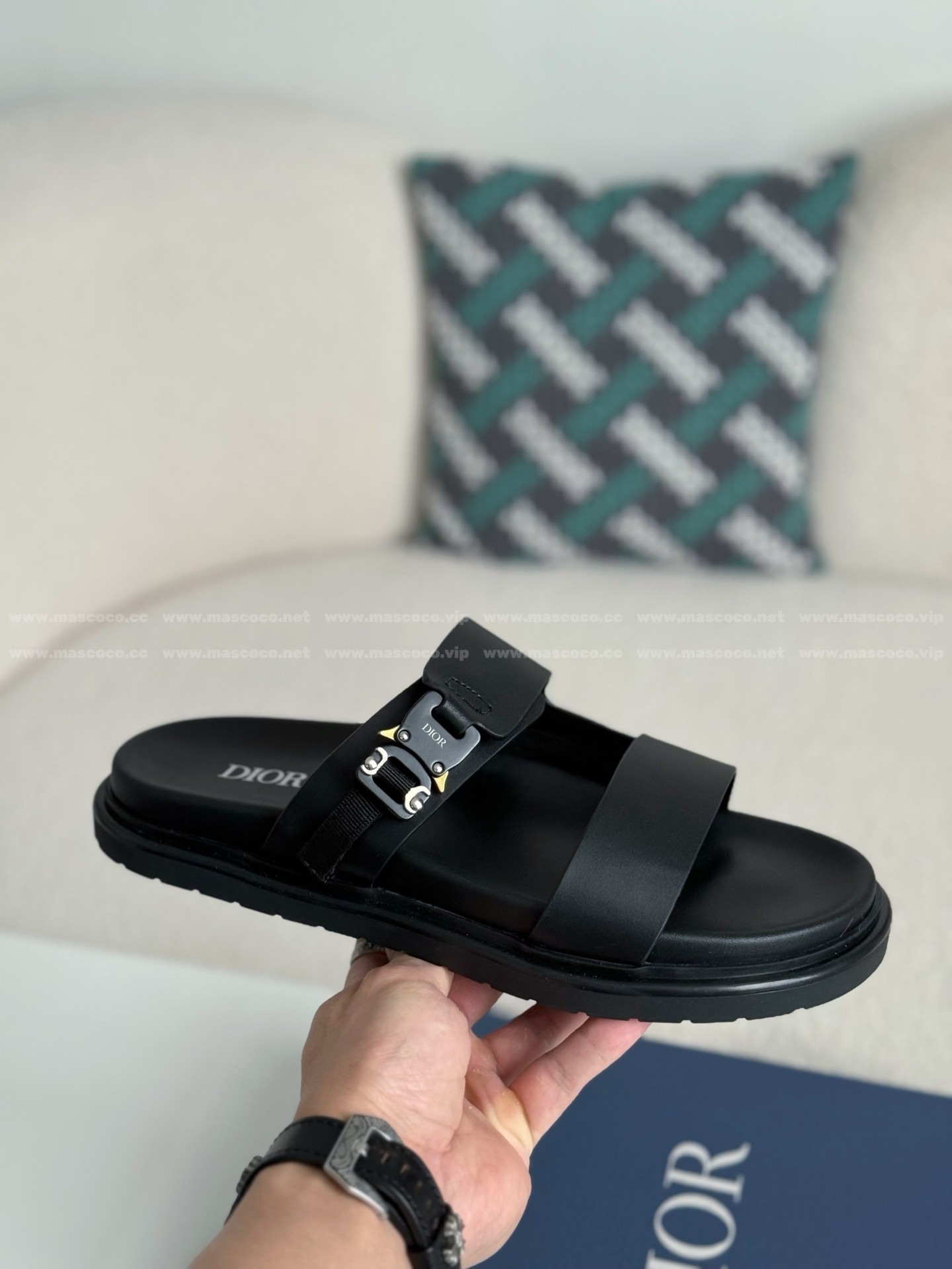 「#4519」Dior Aqua Leather Slippers - 图片 6
