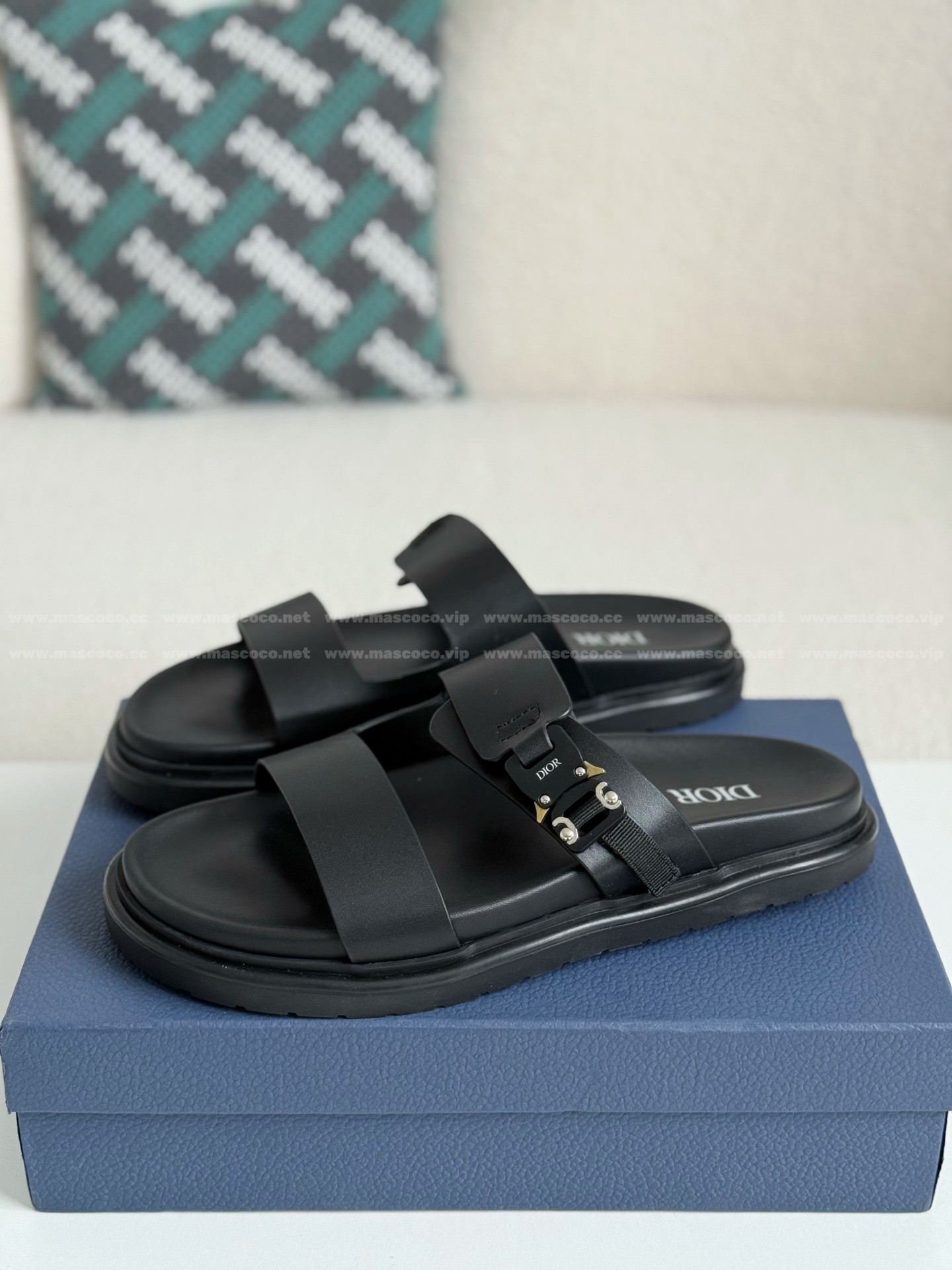 「#4519」Dior Aqua Leather Slippers