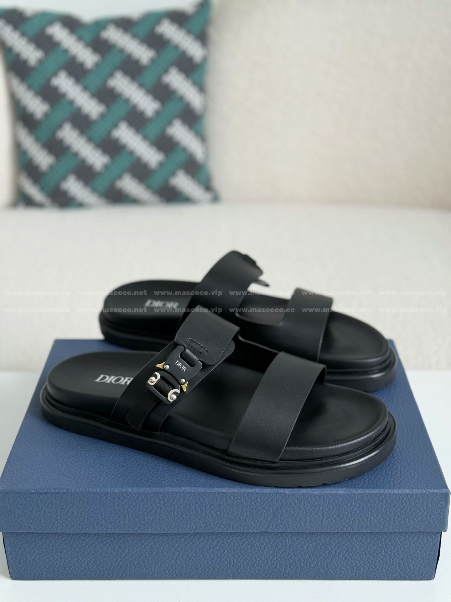 「#4519」Dior Aqua Leather Slippers - 图片 2