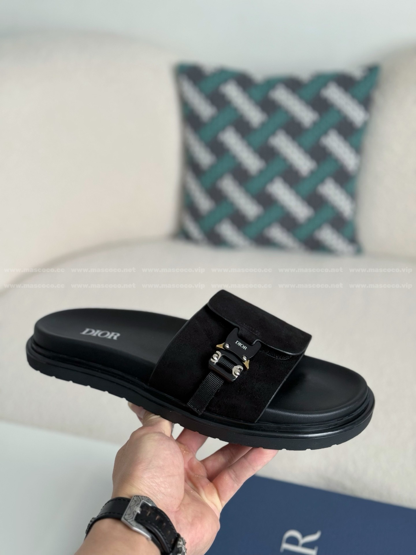 「#4521」Dior Aqua Faux Suede Slippers - 图片 6