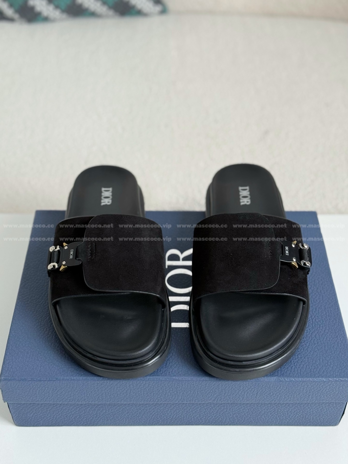「#4521」Dior Aqua Faux Suede Slippers - 图片 3