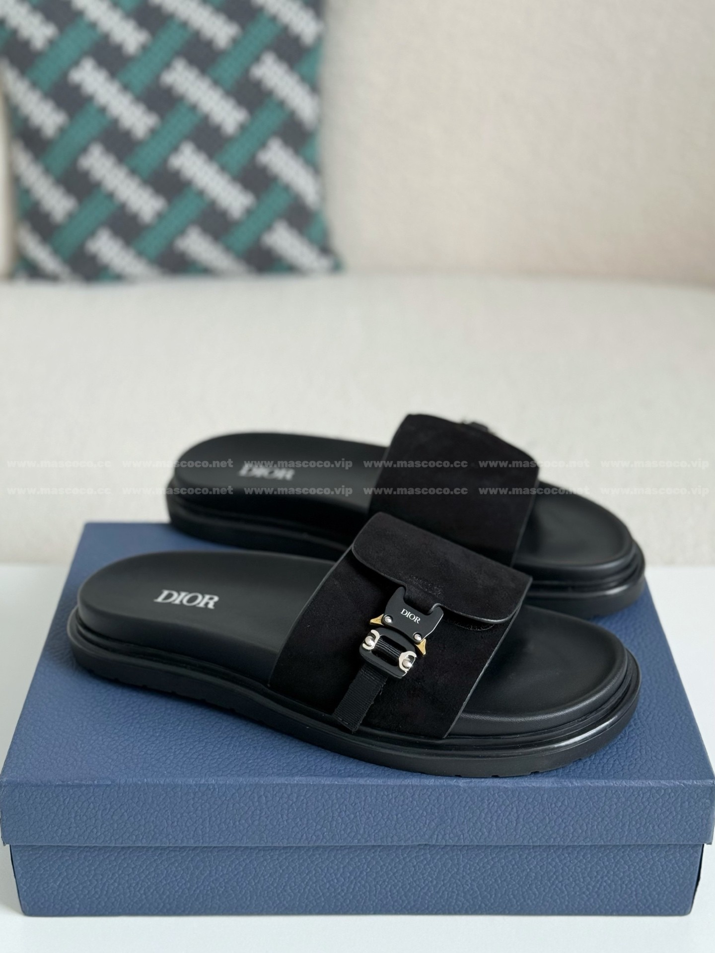 「#4521」Dior Aqua Faux Suede Slippers - 图片 2