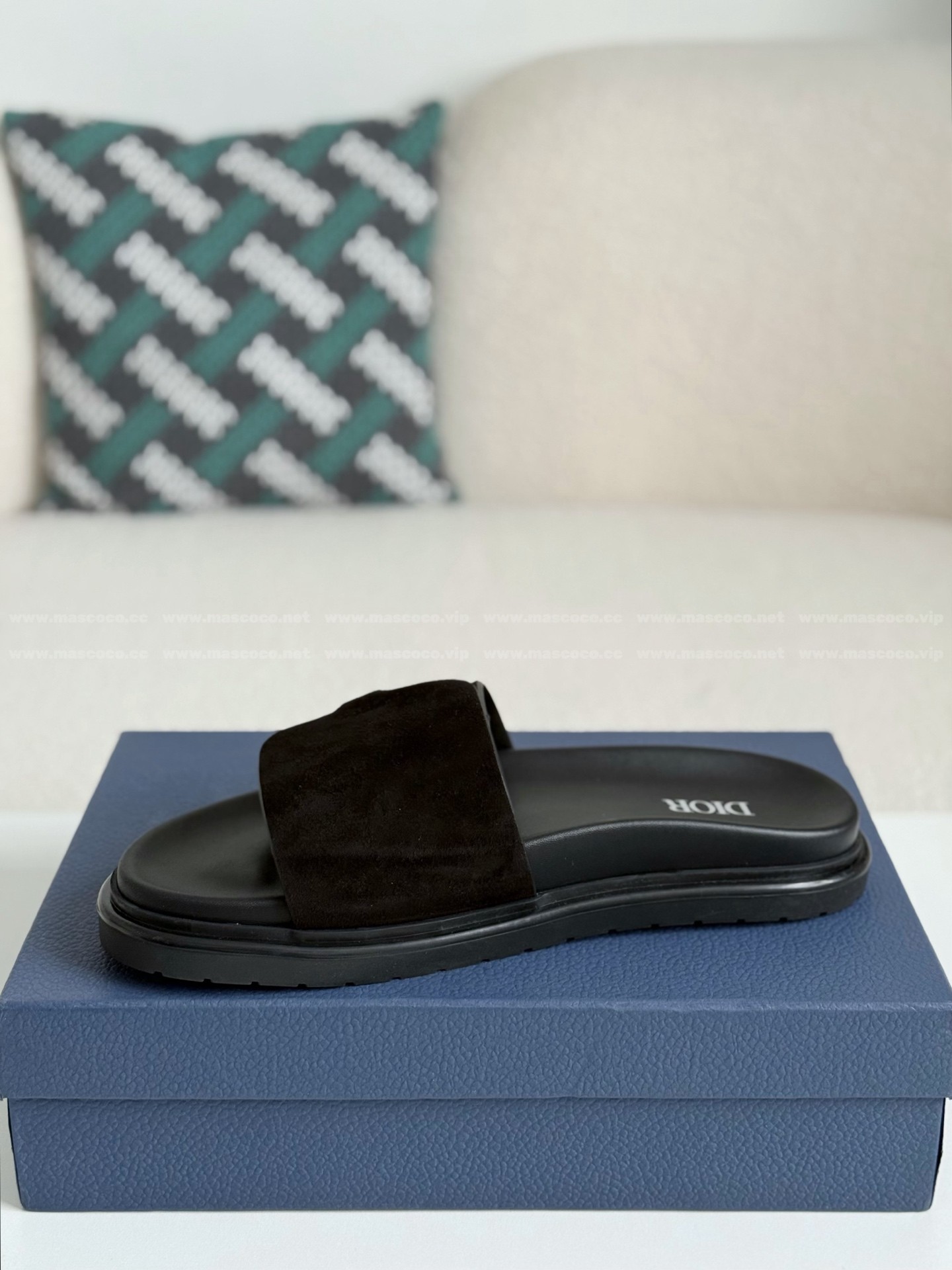 「#4521」Dior Aqua Faux Suede Slippers - 图片 4