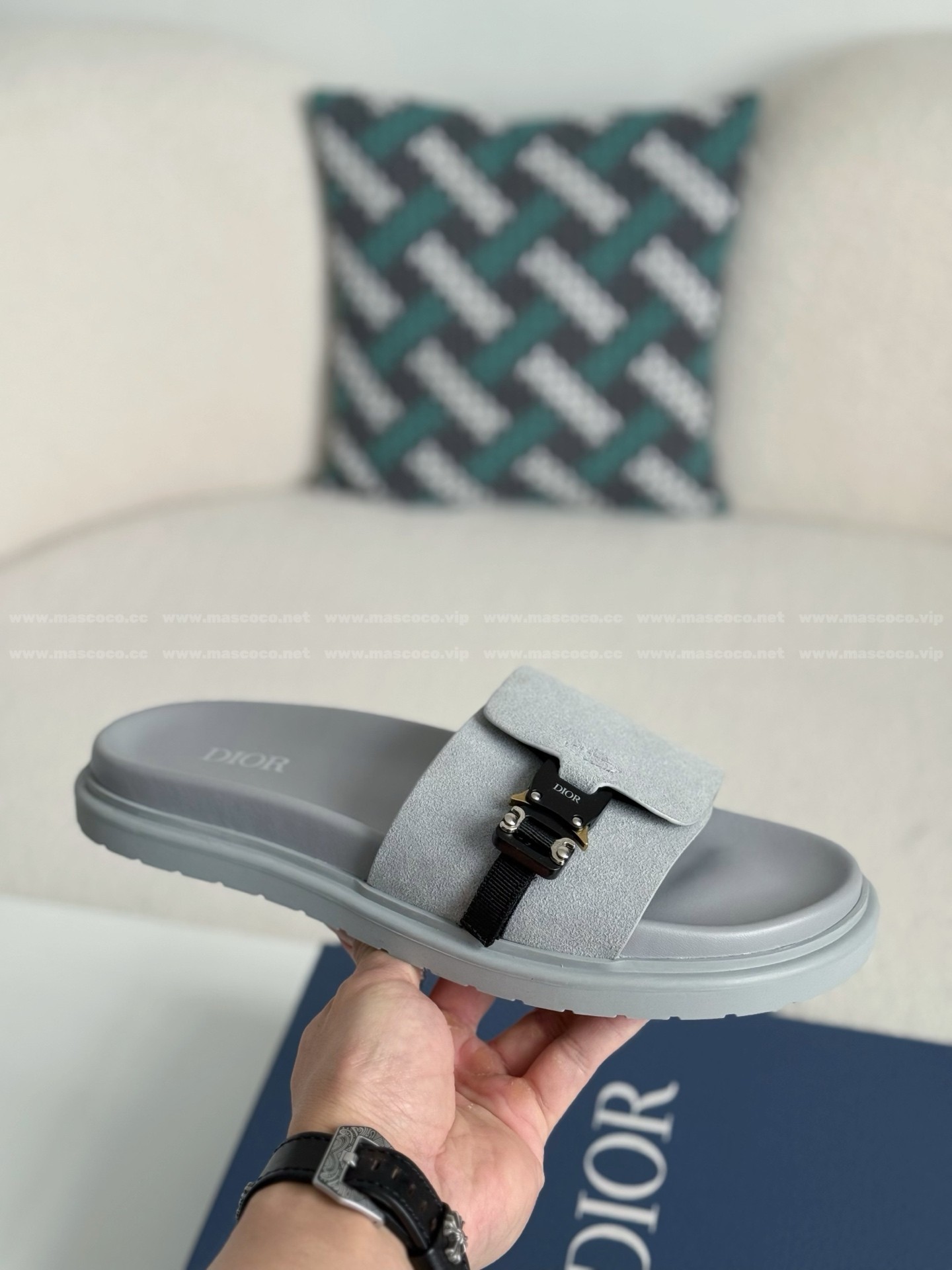 「#4523」Dior Aqua Faux Suede Slippers - 图片 6