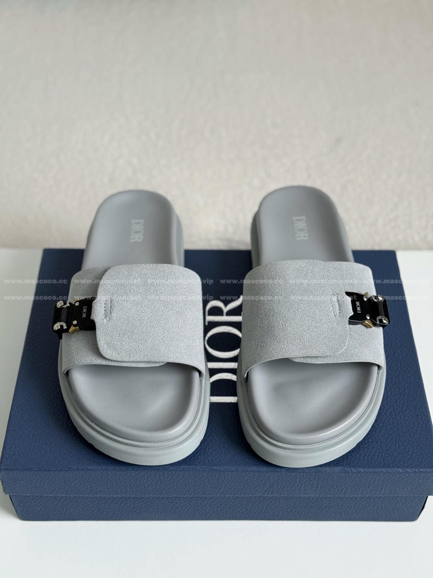 「#4523」Dior Aqua Faux Suede Slippers - 图片 3