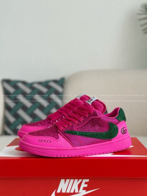 「#4534」Jordan 1 x Gucci Hand-Set Rhinestones Low Sneakers