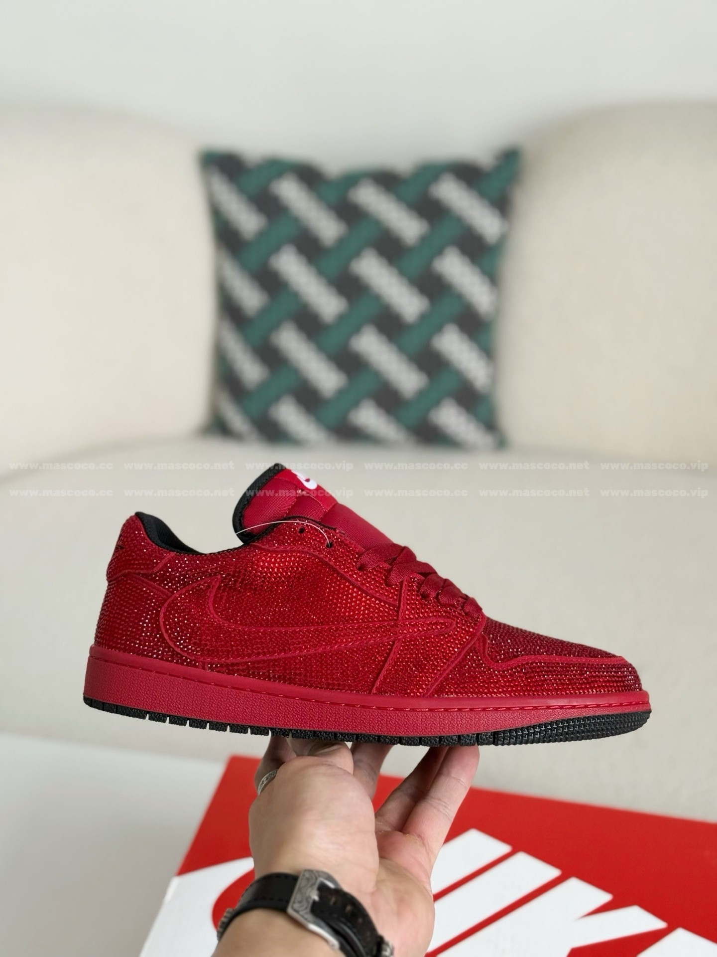 「#4545」Jordan 1 Hand-Set Rhinestones Low Sneakers - 图片 6