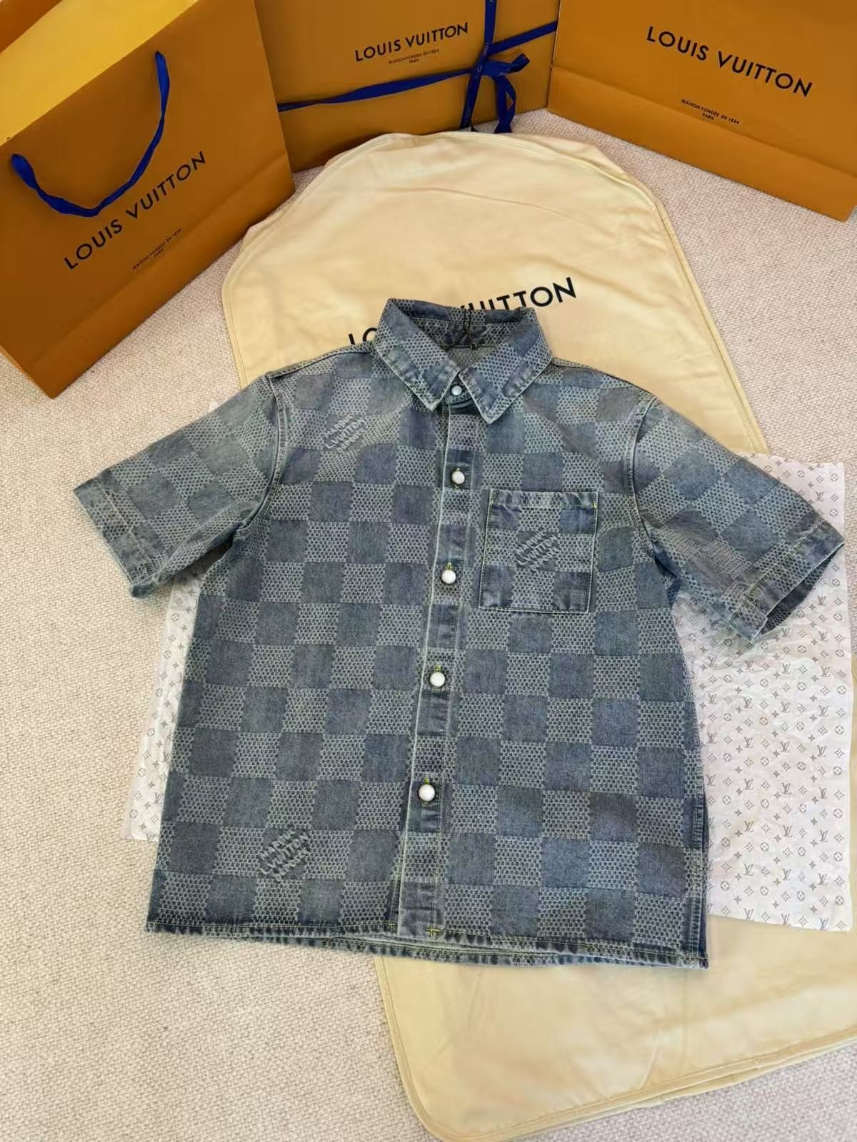 「#4743」LOUIS VUITTON FW25 checkerboard short-sleeved shirt - 图片 3