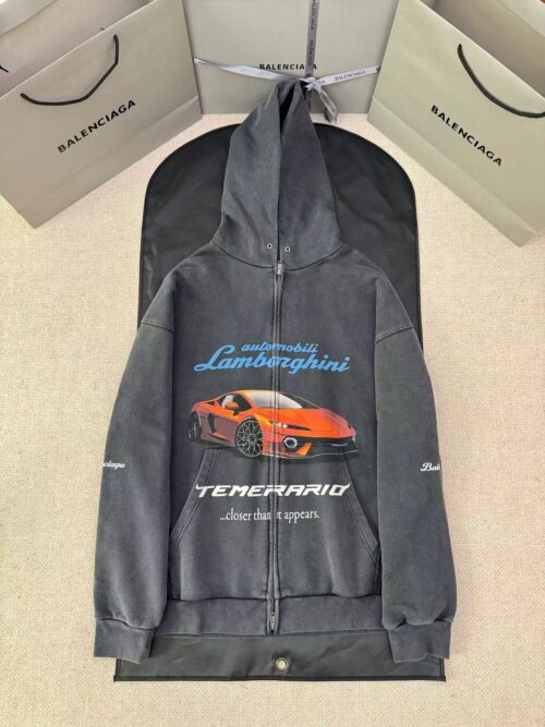 「#4762」Balenciaga Lamborghini collaboration supercar print zip-up sweatshirt
