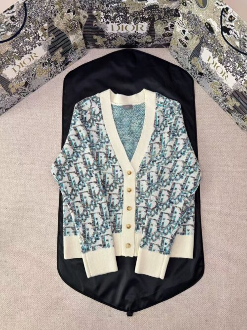 「#4783」DIOR all-over jacquard gradient knitted cardigan