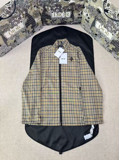 「#4785」DIOR diamond embroidered plaid stand collar jacket