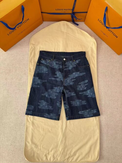 「#4792」LOUIS VUITTON cloud jacquard denim shorts
