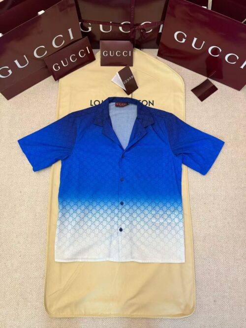 「#4802」GUCCI gradient old flower double G short-sleeved shirt