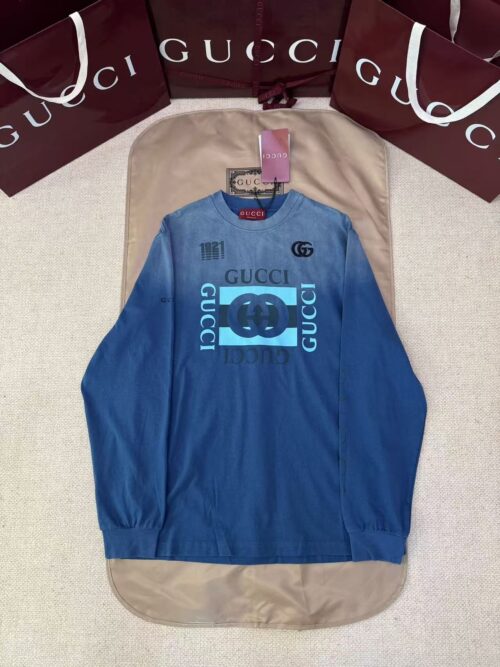 「#4808」GUCCI Double G embroidered print long-sleeved sweatshirt