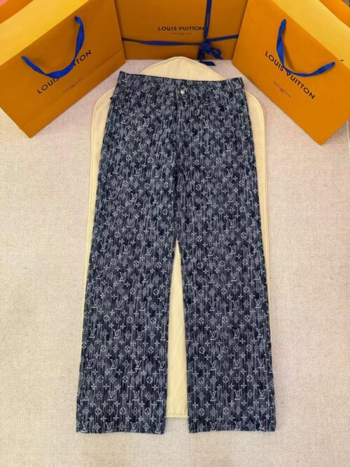 「#4886」LOUIS VUITTON jacquard printed denim trousers