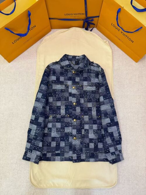 「#4887」LOUIS VUITTON x Nigo collaboration jacquard checkerboard denim jacket