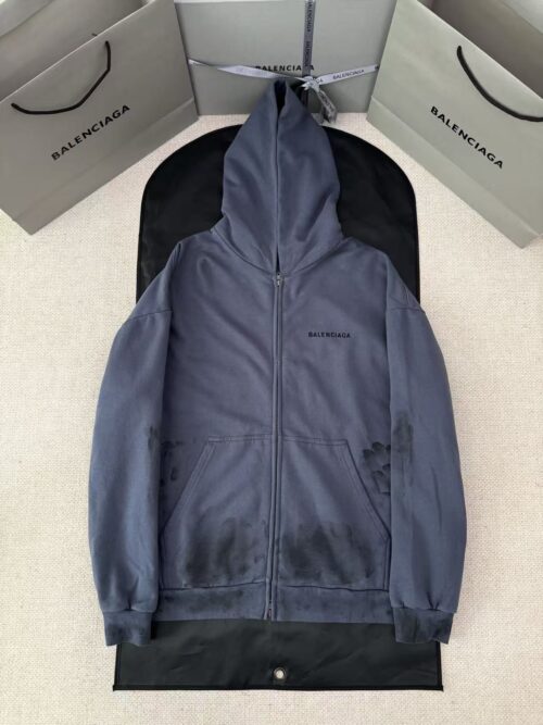 「#4903」Balenciaga ink graffiti embroidered hooded zip-up sweatshirt