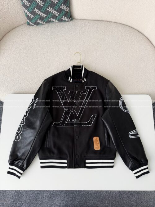 「#4915」LOUIS VUITTON x NBA LEATHER PATCHWORK BASEBALL JACKET