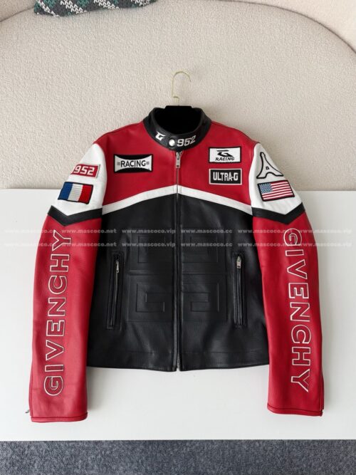 「#4981」Givenchy SS23 Contrast Color Zipper Stand Collar Leather Jacket