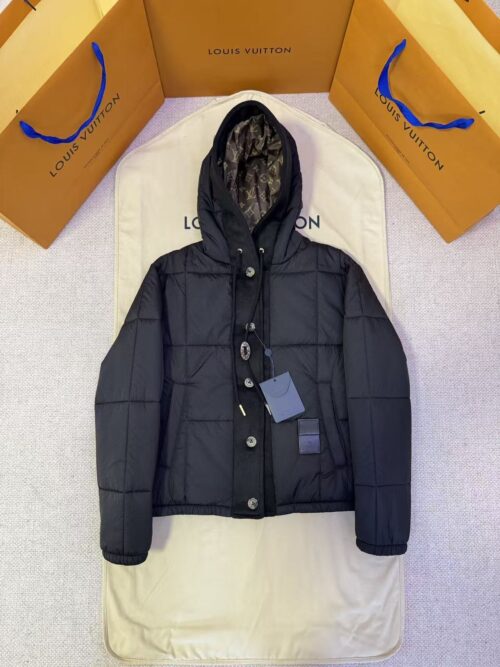「#5249」LOUIS VUITTON all-over monogram hooded drawstring cotton jacket for women
