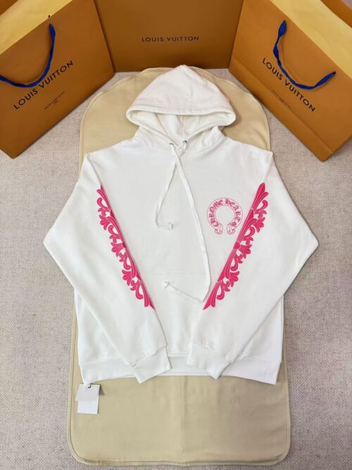 「#5325」Chrome Hearts Pink Horseshoe Back Hooded Sweatshirt