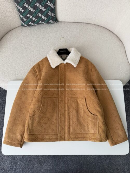 「#5379」Louis Vuitton Monogram Single-breasted long-sleeved leather jacket with embossed lapels