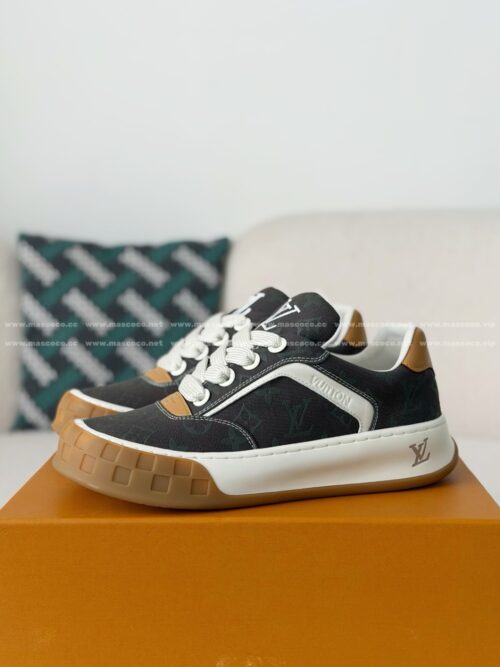 「#5299」LOUIS VUITTON TILTED CANVAS LEATHER BOARD SHOES