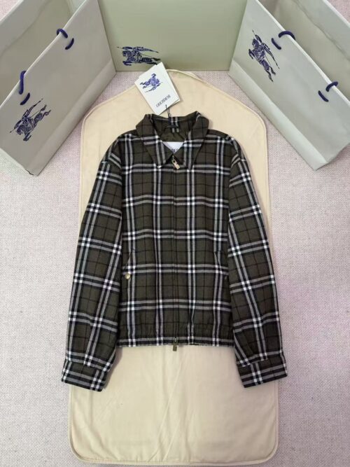 「#5417」BURBERRY check wool Harrington coat