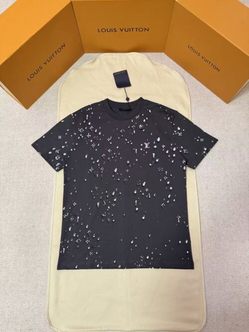 「#5419」LOUIS VUITTON all-over water droplet rhinestone short-sleeved shirt