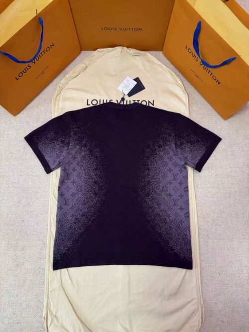 「#5523」LOUIS VUITTON Letter Pattern Jacquard Gradient Knit Short Sleeve_副本