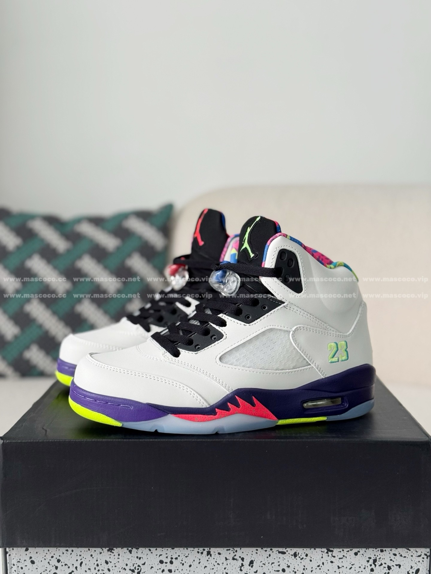 「#5541」Jordan Air Jordan 5 Retro Ghost Green Basketball Shoes