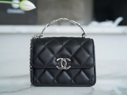 Chanel - Check - Mini Check Leather Chain Mini Bag