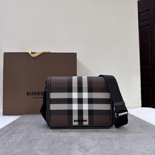 Burberry - Check - Check Leather Messenger Bag