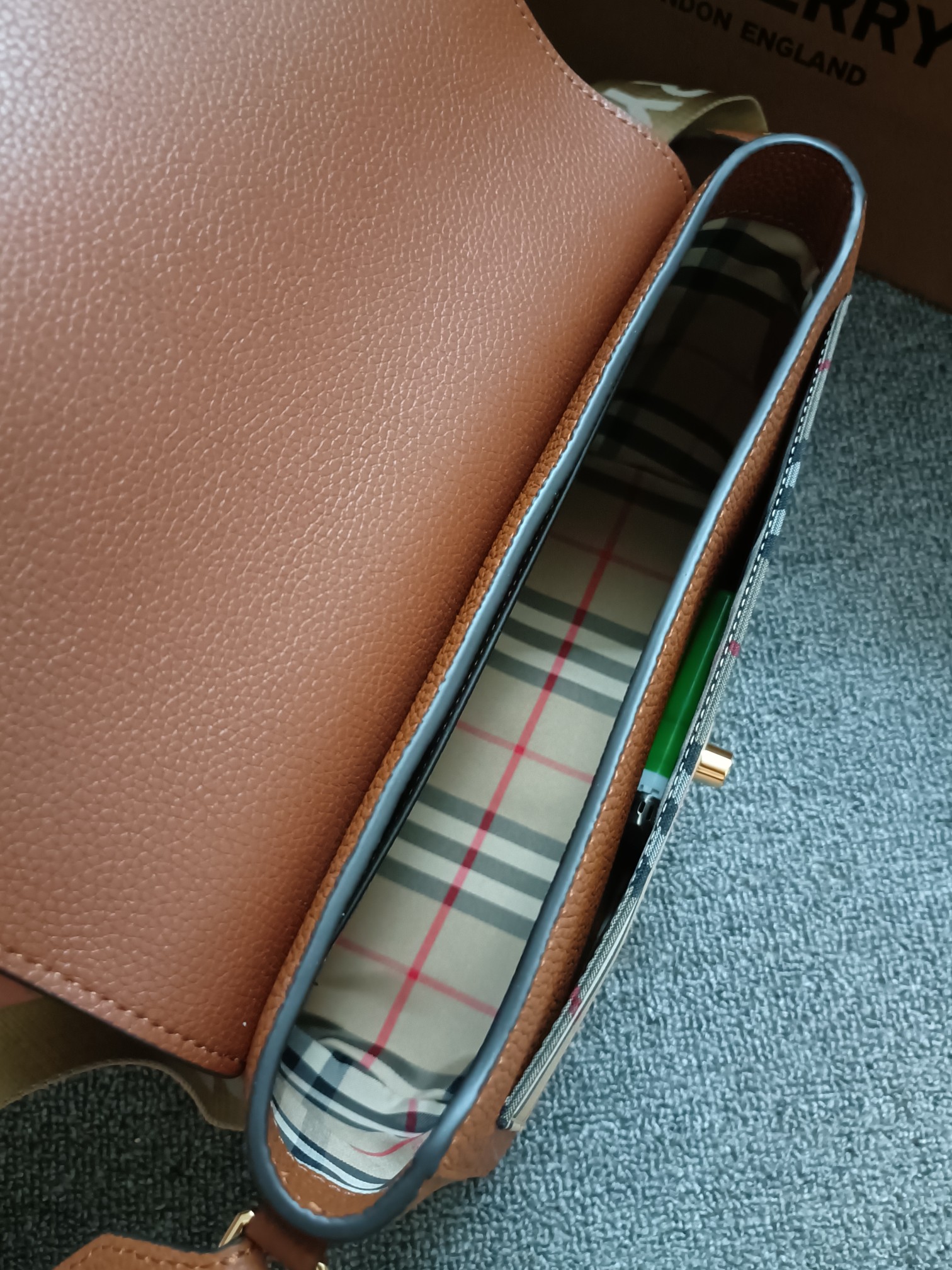 Burberry - Check - Check Leather Crossbody Bag - Image 8