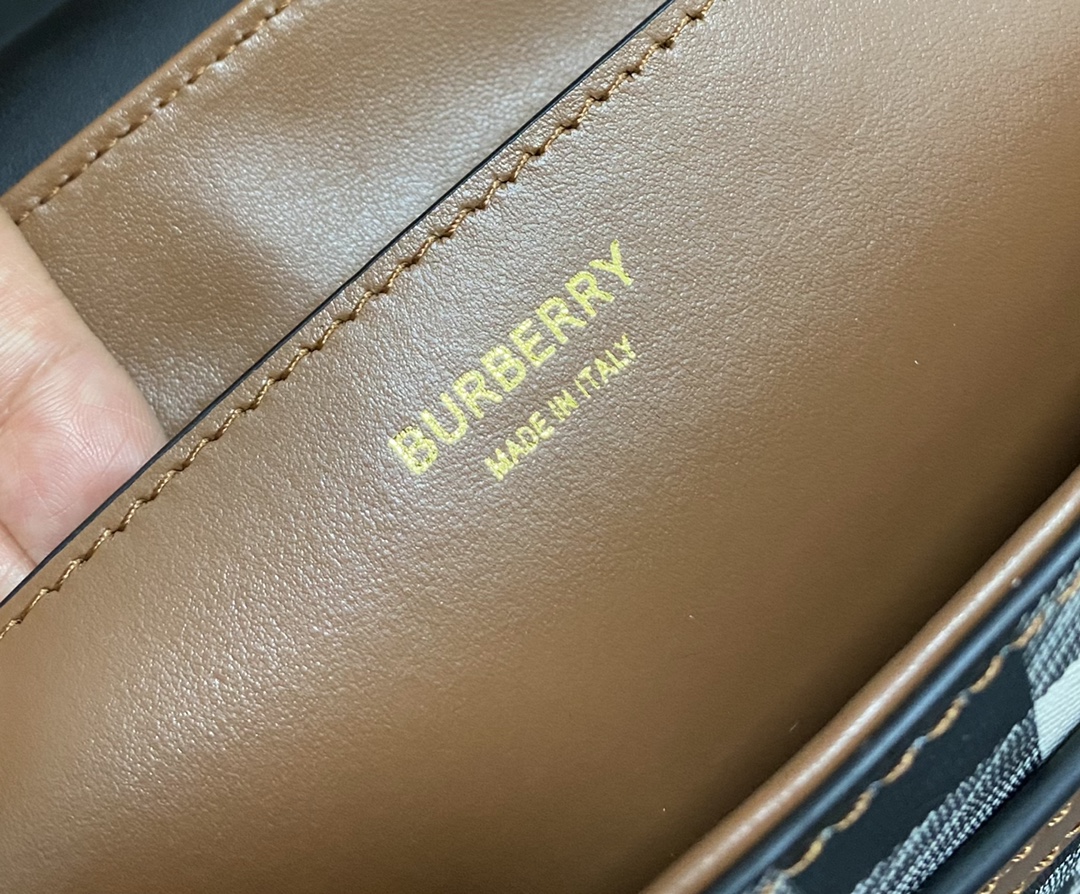 Burberry - Check - Check Leather Crossbody Bag - Image 5