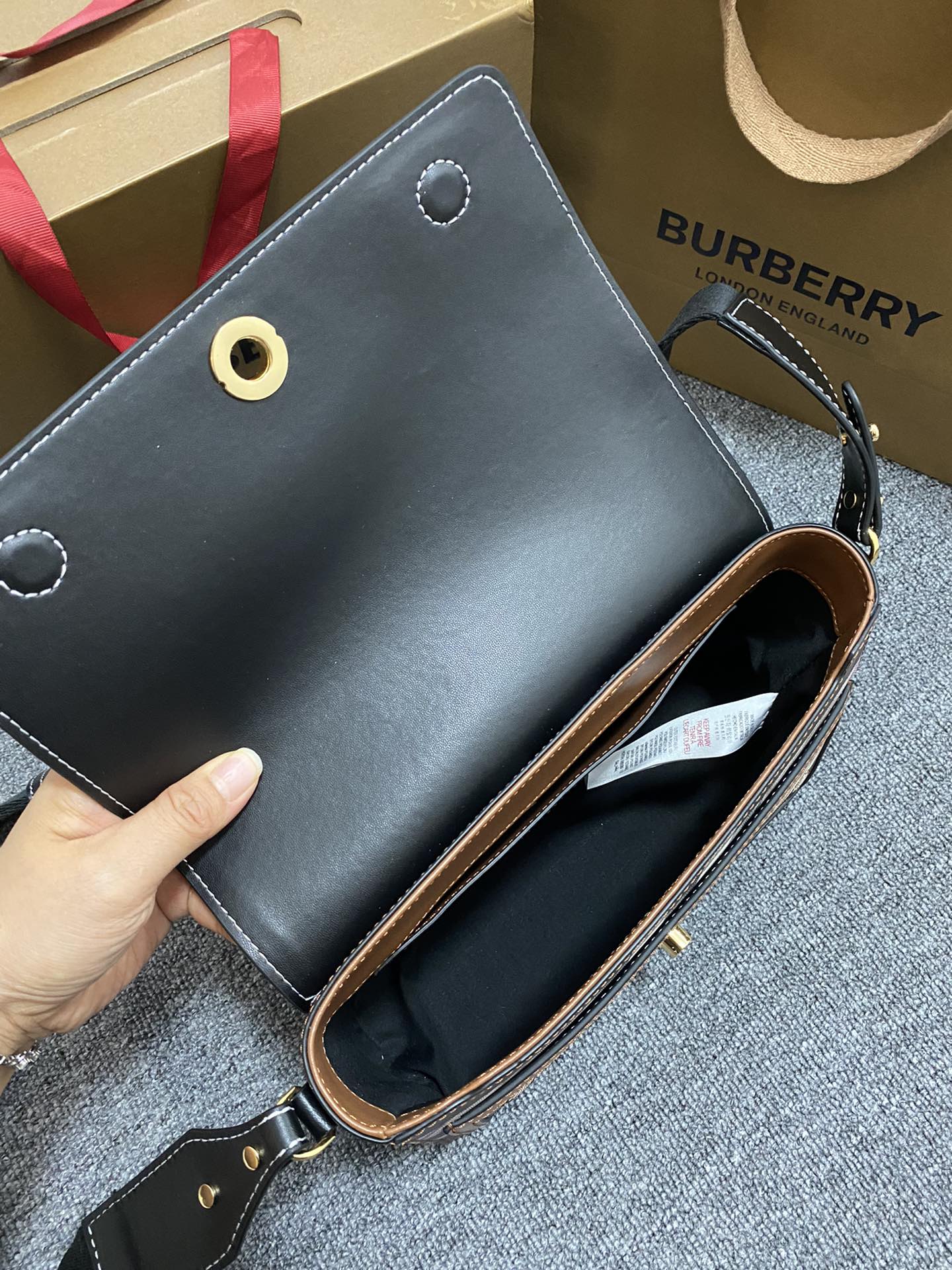 Burberry - Check - Check Leather Crossbody Bag - Image 4