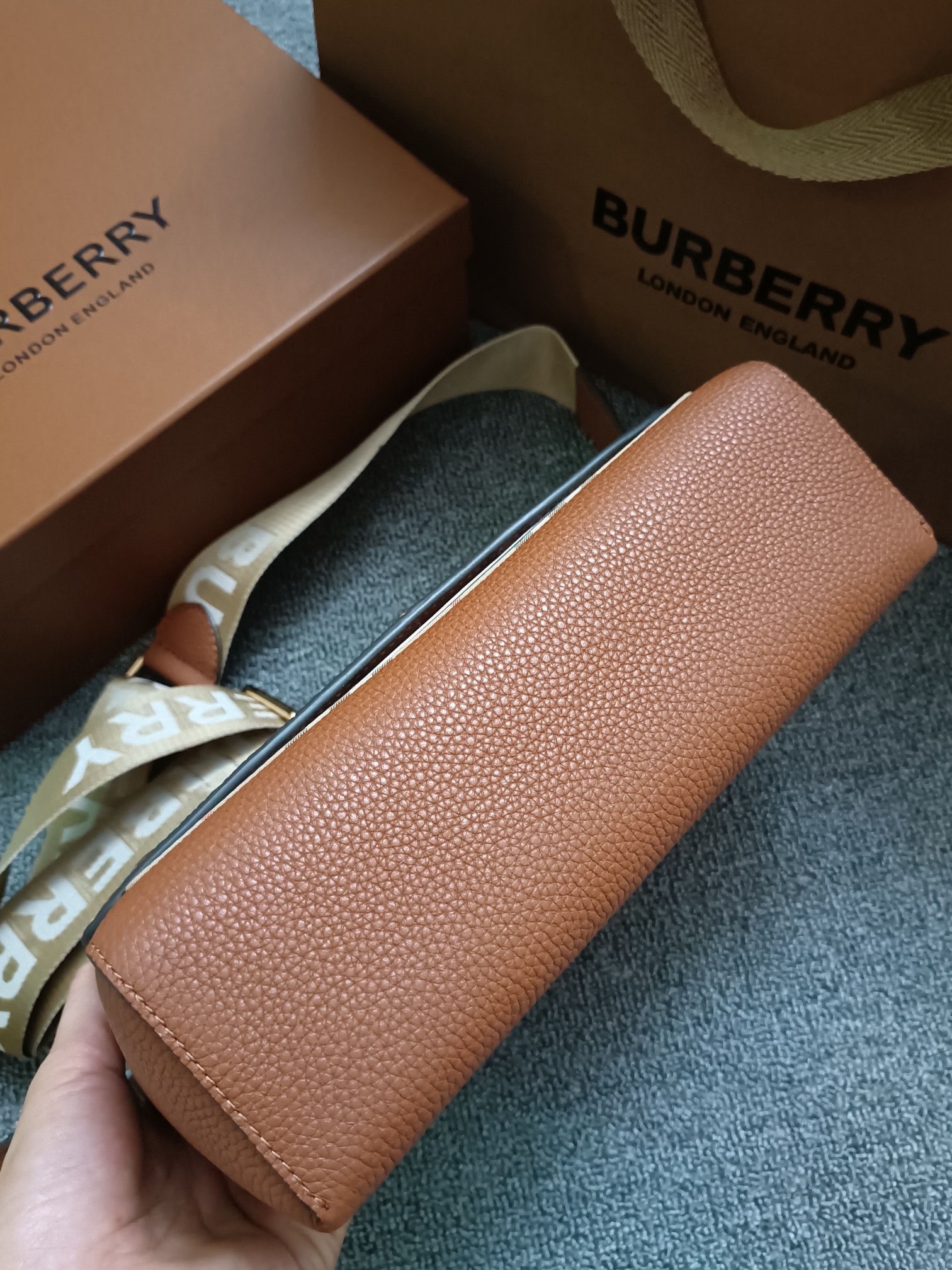 Burberry - Check - Check Leather Crossbody Bag - Image 5