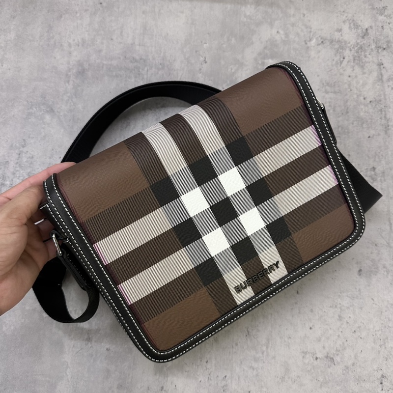 Burberry - Check - Check Leather Messenger Bag - Image 6